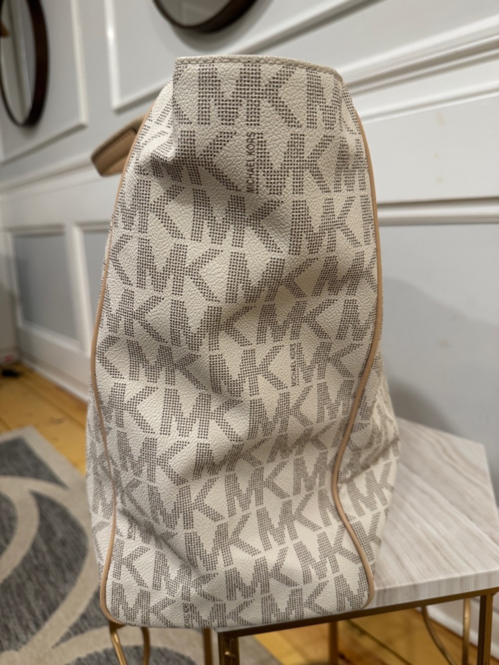 Michael Kors Bag Oversized Jet Set Signature Travel Weekender Work Laptop Tote - Picture 6 of 17
